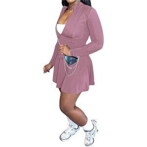 Two Piece Tennis Skirt Sets for Women Purple